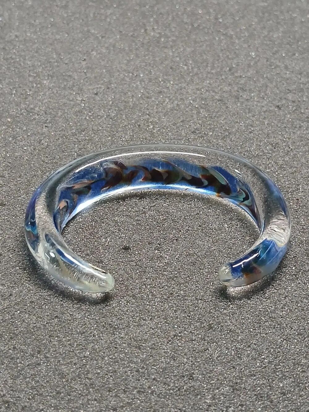 Murano Art Glass Bangle Blue Pink Red Swirl Clear Handblown Small 2.25"